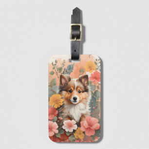 Niedliche Baby-Tiere   Niedlich Shetland Sheepdog  Gepäckanhänger