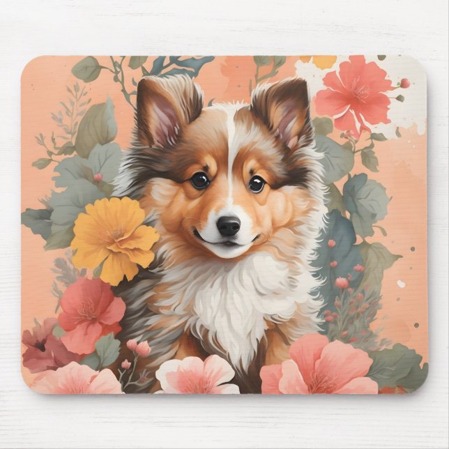 Niedliche Baby-Tiere | Niedlich Shetland Sheepdog  Mousepad (Vorne)