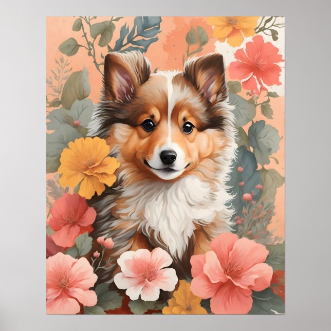 Niedliche Baby-Tiere | Niedlich Shetland Sheepdog  Poster (Vorne)