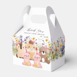 Niedliche Baby-Tiere & Wildblumen Kinderdusche Geschenkschachtel