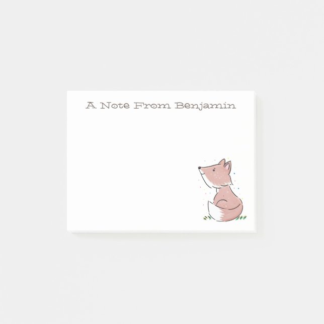 Niedliche Baby-Whimsical-Fuchs-Abbildung Post-it Klebezettel (Vorderseite)