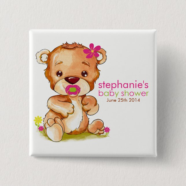 Niedliche Babybärendusche Button (Vorderseite)