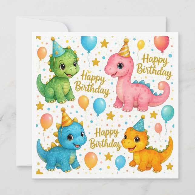 Niedliche Babydinosaurier Geburtstagskarte für Kin Feiertagskarte (Vorderseite)