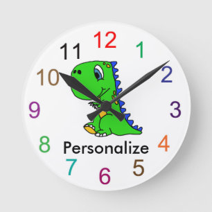 Niedliche Babydinosaurier-Wanduhr Runde Wanduhr