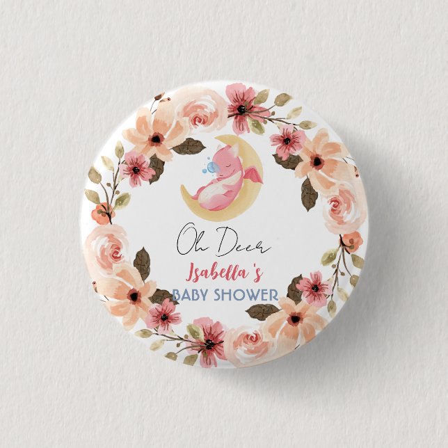 Niedliche Babydrache Dinosaurier Wildblume Babydus Button (Vorderseite)