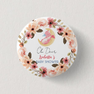 Niedliche Babydrache Dinosaurier Wildblume Babydus Button