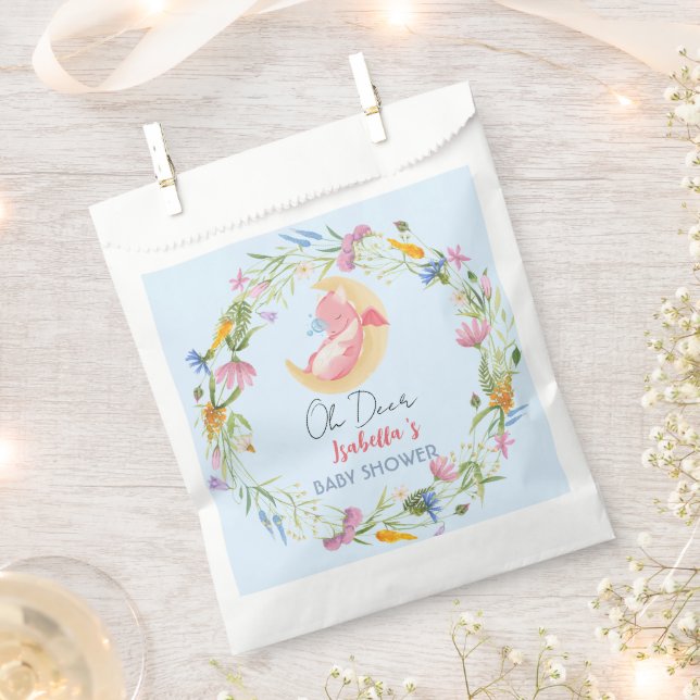 Niedliche Babydrache Dinosaurier Wildblume Babydus Geschenktütchen (Ausgeschnitten)