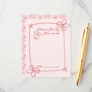 Niedliche Babyduschberatung für Wavy Bow Frame Begleitkarte