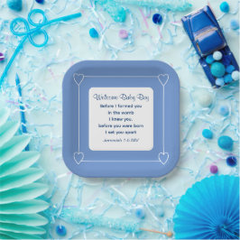 Niedliche Babydusche Bibel Verse Streifen blaues P Pappteller