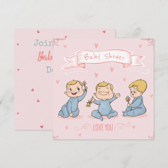 Niedliche Babydusche Einladung (Vorne/Hinten)