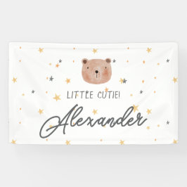 Niedliche Babydusche in Weiß und Braun Banner