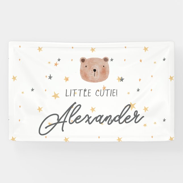 Niedliche Babydusche in Weiß und Braun Banner (Horizontal)