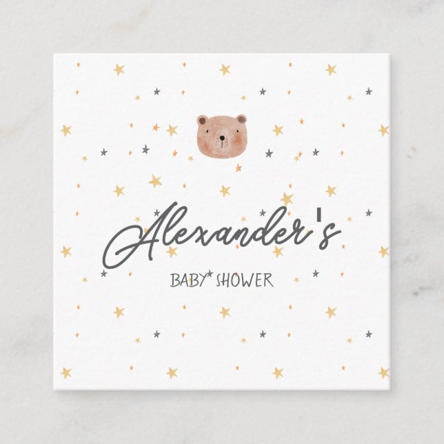 Niedliche Babydusche in Weiß und Braun Begleitkarte (Vorderseite)
