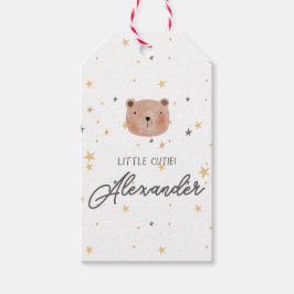 Niedliche Babydusche in Weiß und Braun Geschenkanhänger