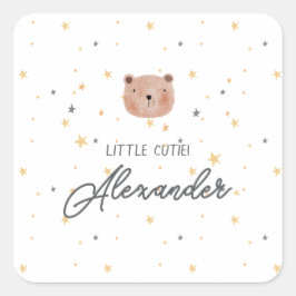 Niedliche Babydusche in Weiß und Braun Quadratischer Aufkleber