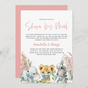 Niedliche Babydusche mit E-Mail Covimmaske rosa