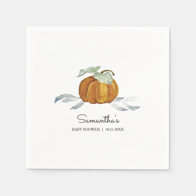 Niedliche Babydusche Napkins Wasserfarbe Pumpkin Serviette (Vorderseite)