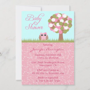Niedliche Babydusche Rosa-Eule-Party Einladung