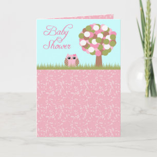 Niedliche Babydusche Rosa Eule Party Einladung