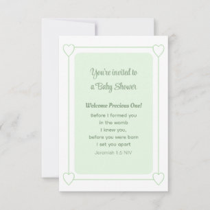 Niedliche Babydusche Soft Green Christlich einfach Einladung
