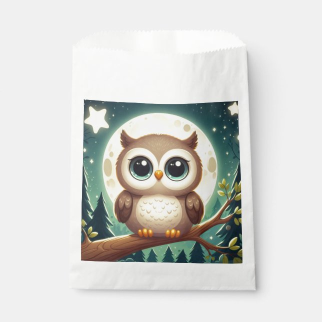 Niedliche Babyeule nachts mit Mond Geschenktütchen (Vorderseite)
