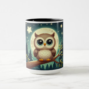 Niedliche Babyeule nachts mit Mond Tasse