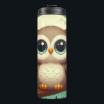 Niedliche Babyeule nachts mit Mond Thermosbecher<br><div class="desc">.</div>