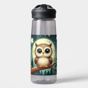 Niedliche Babyeule nachts mit Mond Trinkflasche