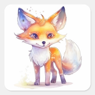 Niedliche Babyfox-Quadrat-Aufkleber Quadratischer Aufkleber