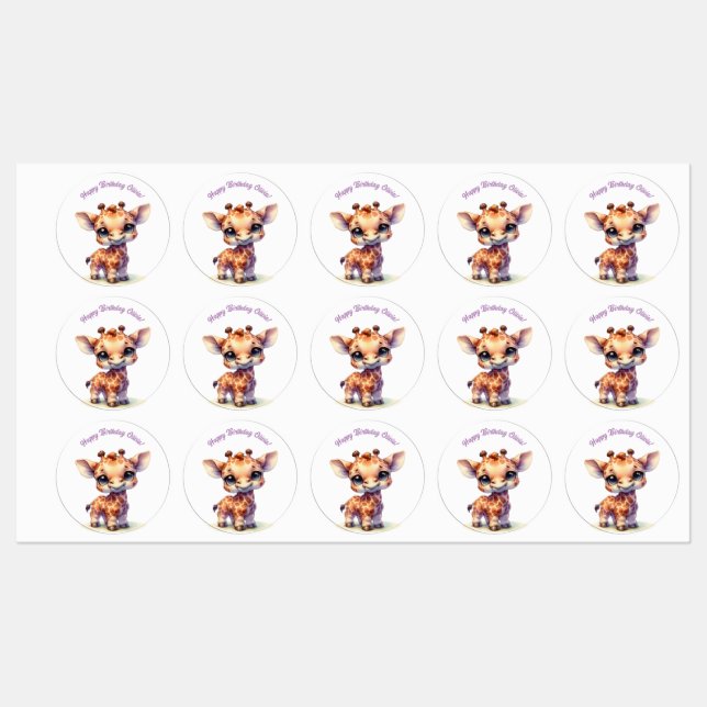 Niedliche Babygiraffe Etiketten (Blatt)