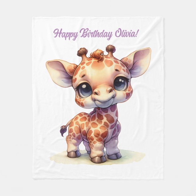 Niedliche Babygiraffe Fleecedecke (Vorderseite)