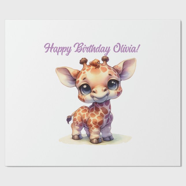 Niedliche Babygiraffe Geschenkpapier (Flach)