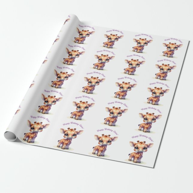 Niedliche Babygiraffe Geschenkpapier (Ungerollt)