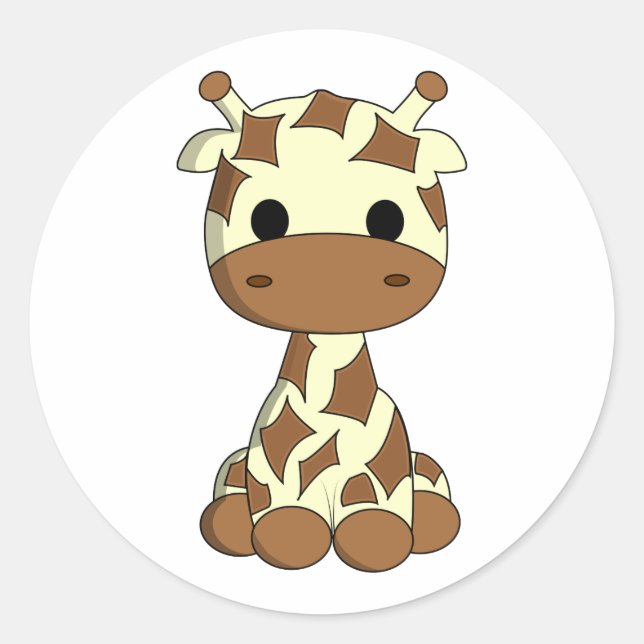 Niedliche Babygiraffe Kawaii Cartoon Kinderaufkleb Runder Aufkleber (Vorderseite)