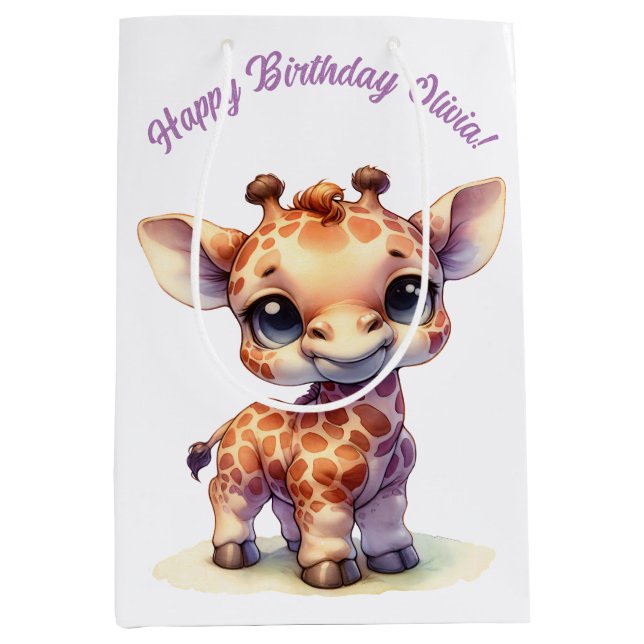 Niedliche Babygiraffe Mittlere Geschenktüte (Vorderseite)