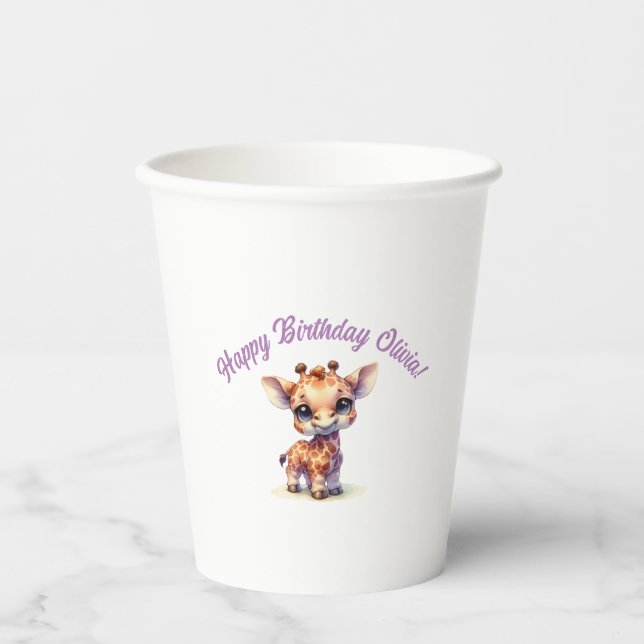 Niedliche Babygiraffe Pappbecher (Vorderseite)