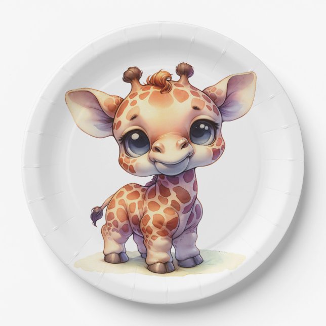 Niedliche Babygiraffe Pappteller (Vorderseite)