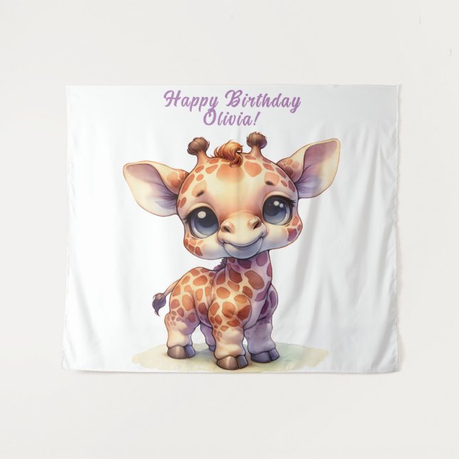 Niedliche Babygiraffe Wandteppich (Vorderseite (Horizontal))