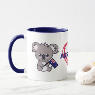 Niedliche Babykoala mit Aussie Fahne & Herz Kaffee Tasse