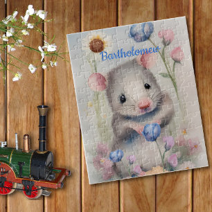 Niedliche Babymäuse Pastel Wasserfarbe Frühlingsbl Puzzle