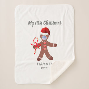 Niedliche Babys Erste Weihnachtsgingerbrot Monogra Sherpadecke