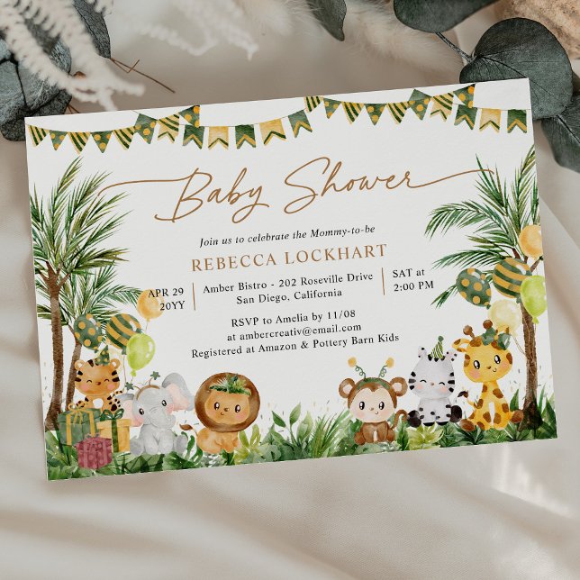 Niedliche Babys Jungle Party Thema Baby Brunch Einladung (Von Creator hochgeladen)