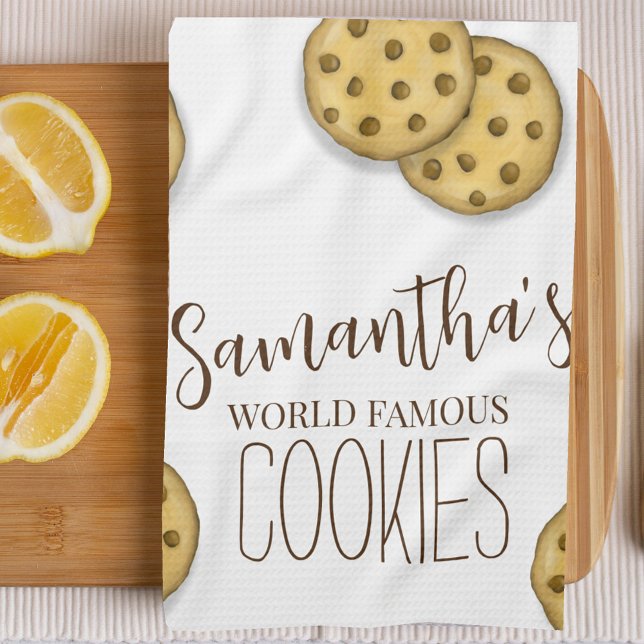 Niedliche Backkochen Personalisiert Geschirrtuch (Custom personalized kitchen towel with chocolate chip cookies artwork. )