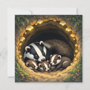 Niedliche Badger Family Napping