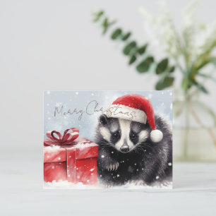 Niedliche Badger Winterweihe Feiertagspostkarte