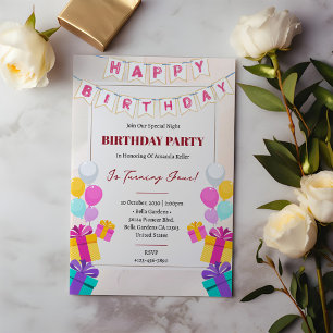 Niedliche Bälle und Geschenke Kindergeburtstag Par Einladung