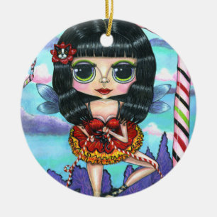 Niedliche Ballerina Fairy Doll mit Boston Terrier  Keramik Ornament
