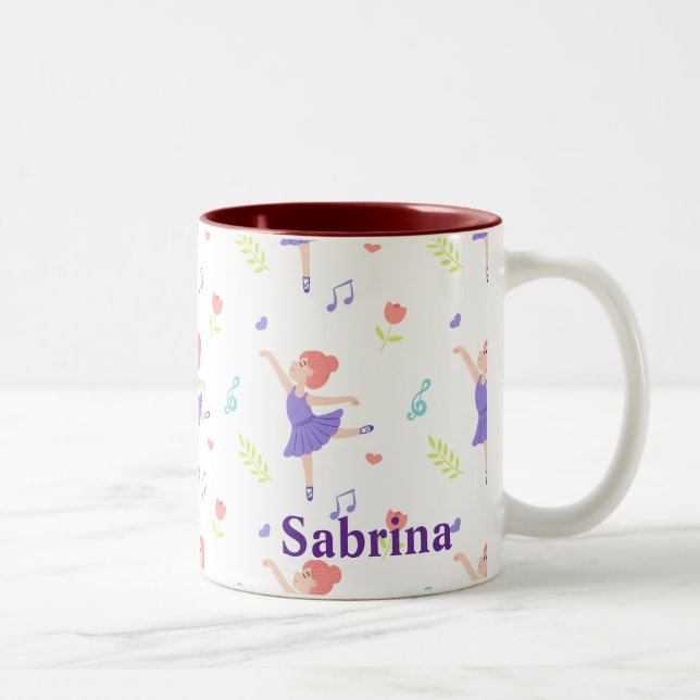 Niedliche Ballerina Girls' Personalisiert Zweifarbige Tasse (Rechts)