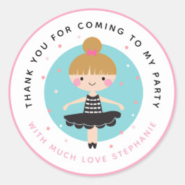 Niedliche Ballerina in Black Dress Danke zum Gebur Runder Aufkleber