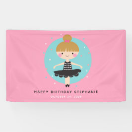 Niedliche Ballerina in Black Dress Kindergeburtsta Banner